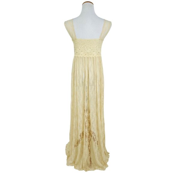 NWT Free People Cream Sheer Lace Romantic Boho Maxi Dress - Picture 14 of 16